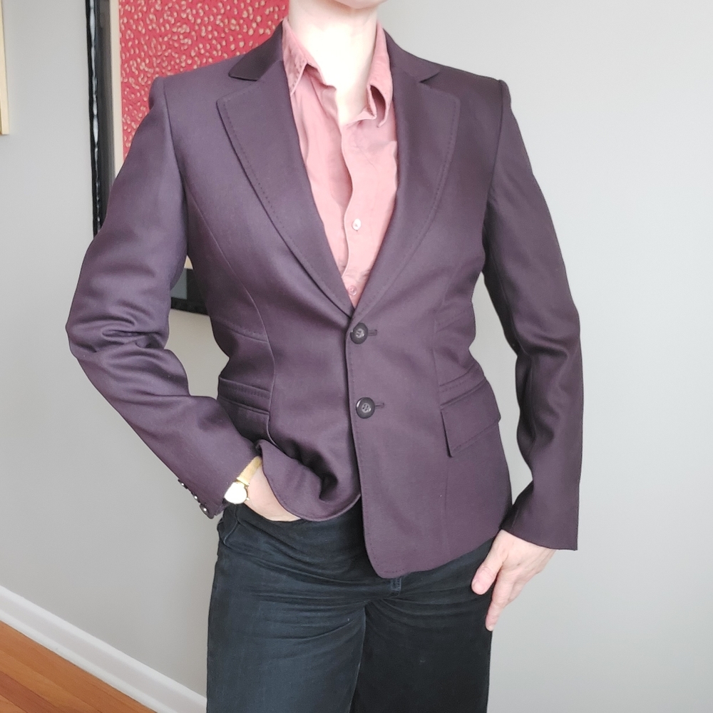 Classic tailored blazer deep eggplant